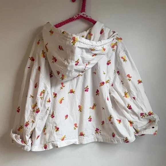 Lou & Grey Embroidered Floral Pullover Anorak Hoodie – White – Size L - Picture 3 of 4